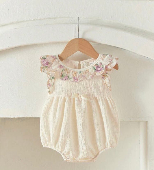 Floral Ruffle Baby Girl Romper Dress | Soft Cotton Infant Outfit