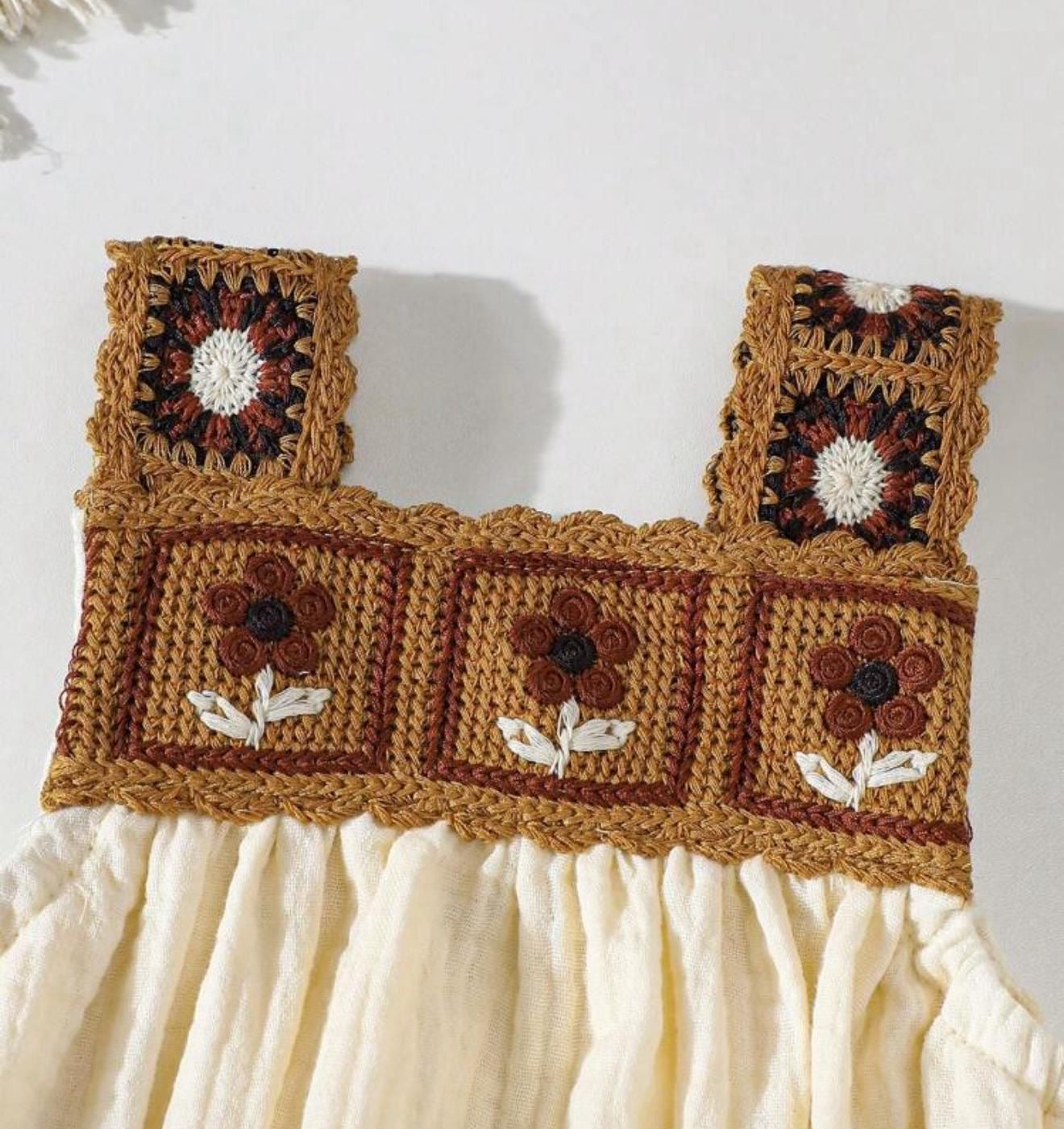 Handmade Crochet Baby Girl Romper – Cotton Muslin