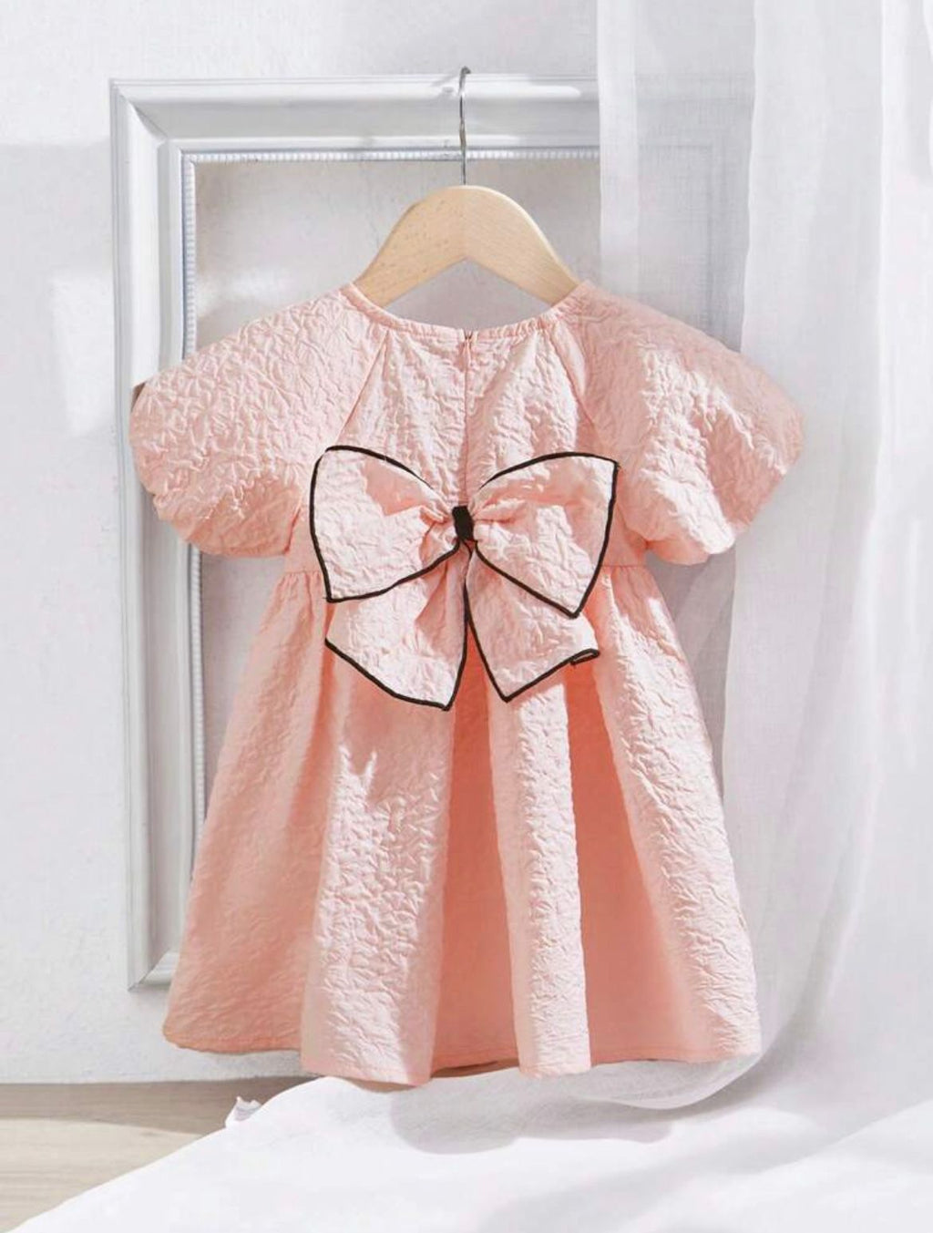 Luxury Baby Girl Bow Dress – Peach Pink