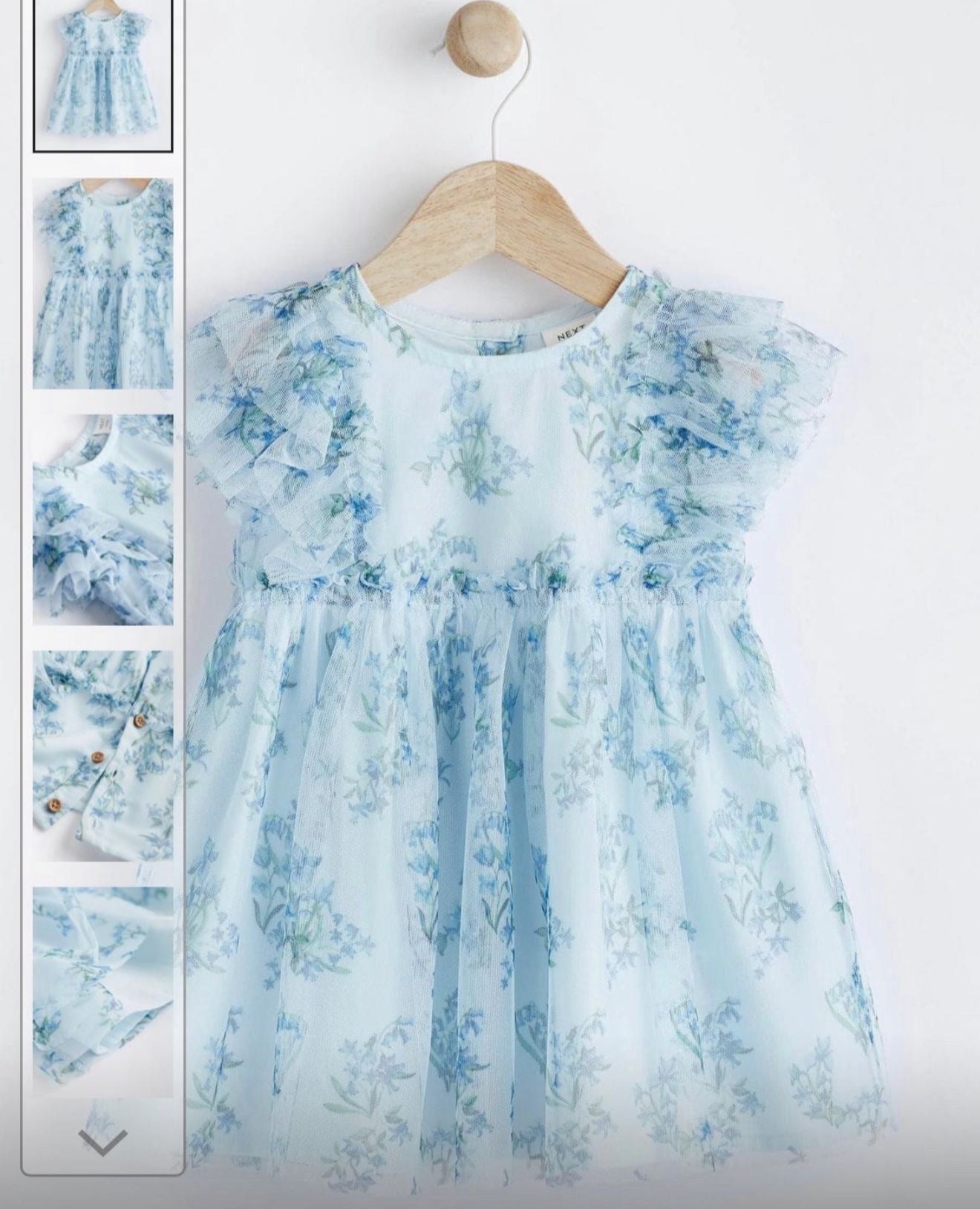 Blue Floral Chiffon Dress for Baby Girls