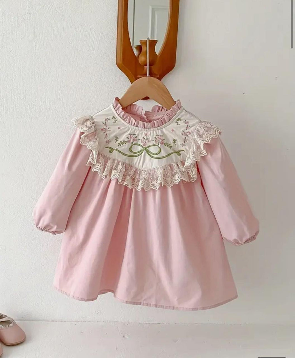 Blush Petals Embroidered Lace Dress