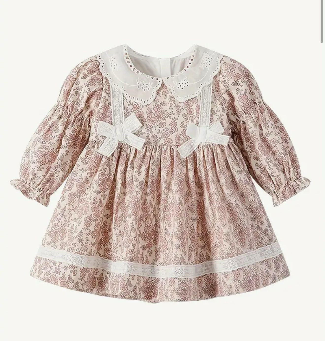 Floral Printed - Peter Pan Collar - Cotton Puff Sleeve dress