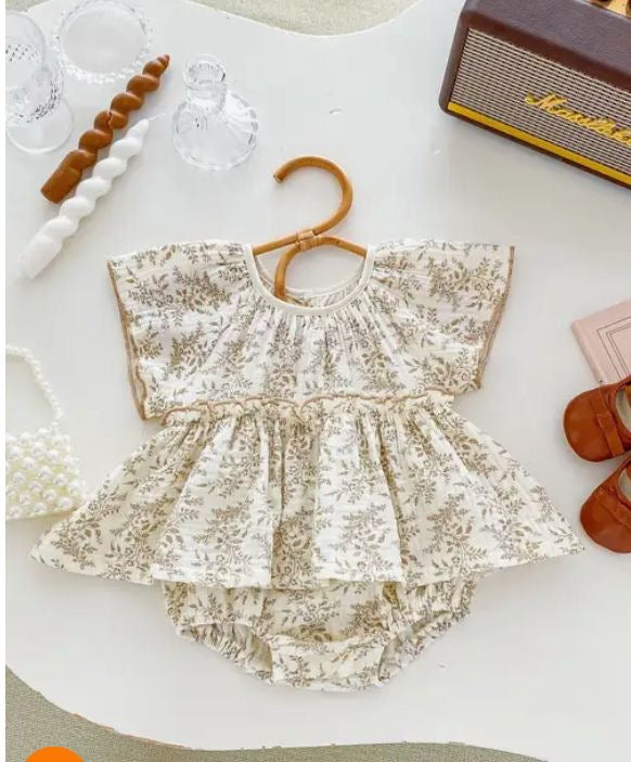 Floral Ruffle Baby Girl Dress Set – Organic Cotton