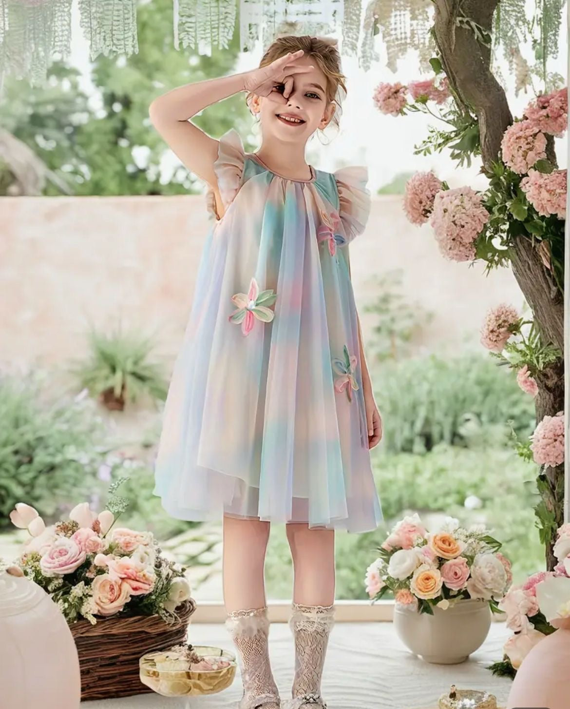 Pastel Flower Girl Party Dress for Little Girls
