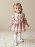 Brown Lace Baby Dress with Peter Pan Collar | Premium Baby Girl Partywear