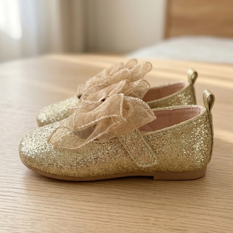 Metallic Shimmer Organza Bow Bootie