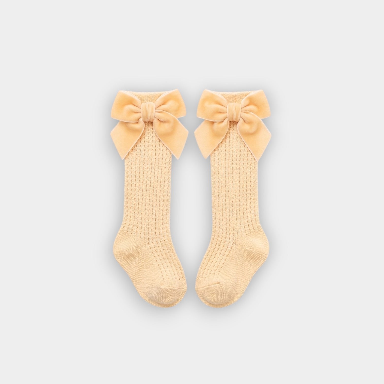 Luxe Velvet Bow Textured Knee-High Socks