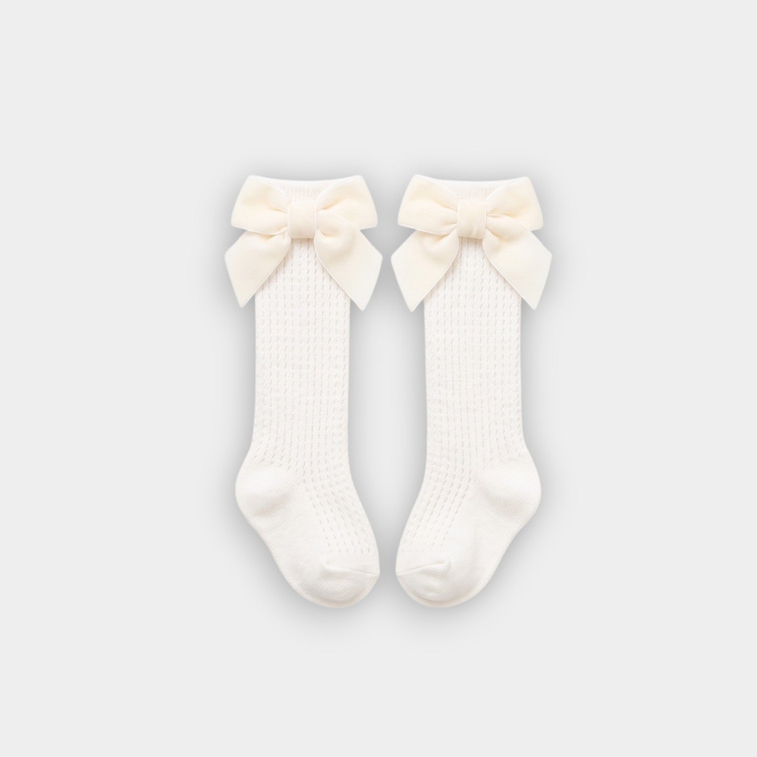 Luxe Velvet Bow Textured Knee-High Socks