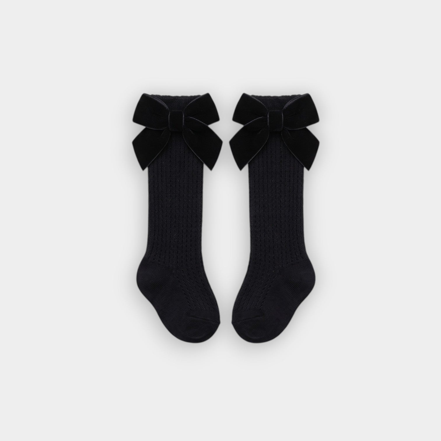 Luxe Velvet Bow Textured Knee-High Socks