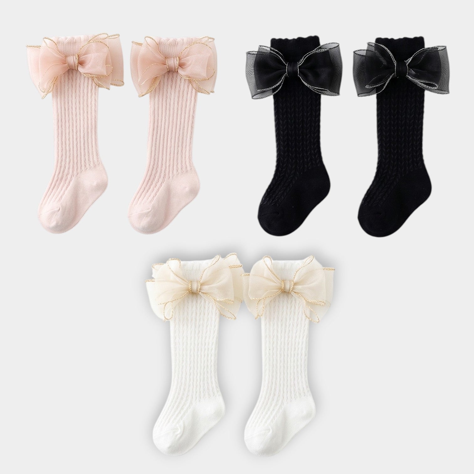 Ethereal Organza Bow Knee-High Socks