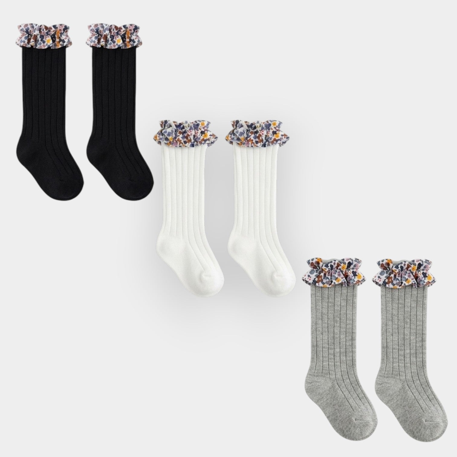 Girls Floral Ruffle Knee High Socks – Baby & Toddler