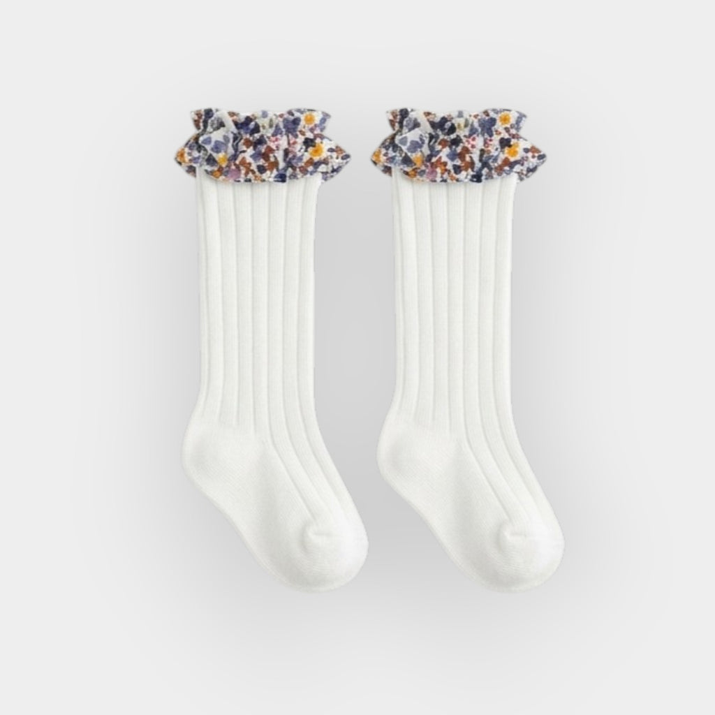 Girls Floral Ruffle Knee High Socks – Baby & Toddler