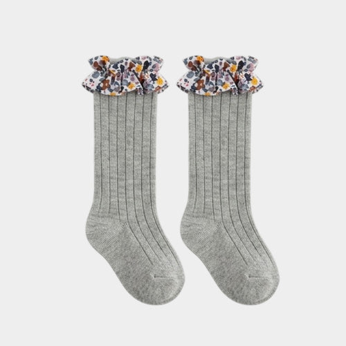 Girls Floral Ruffle Knee High Socks – Baby & Toddler