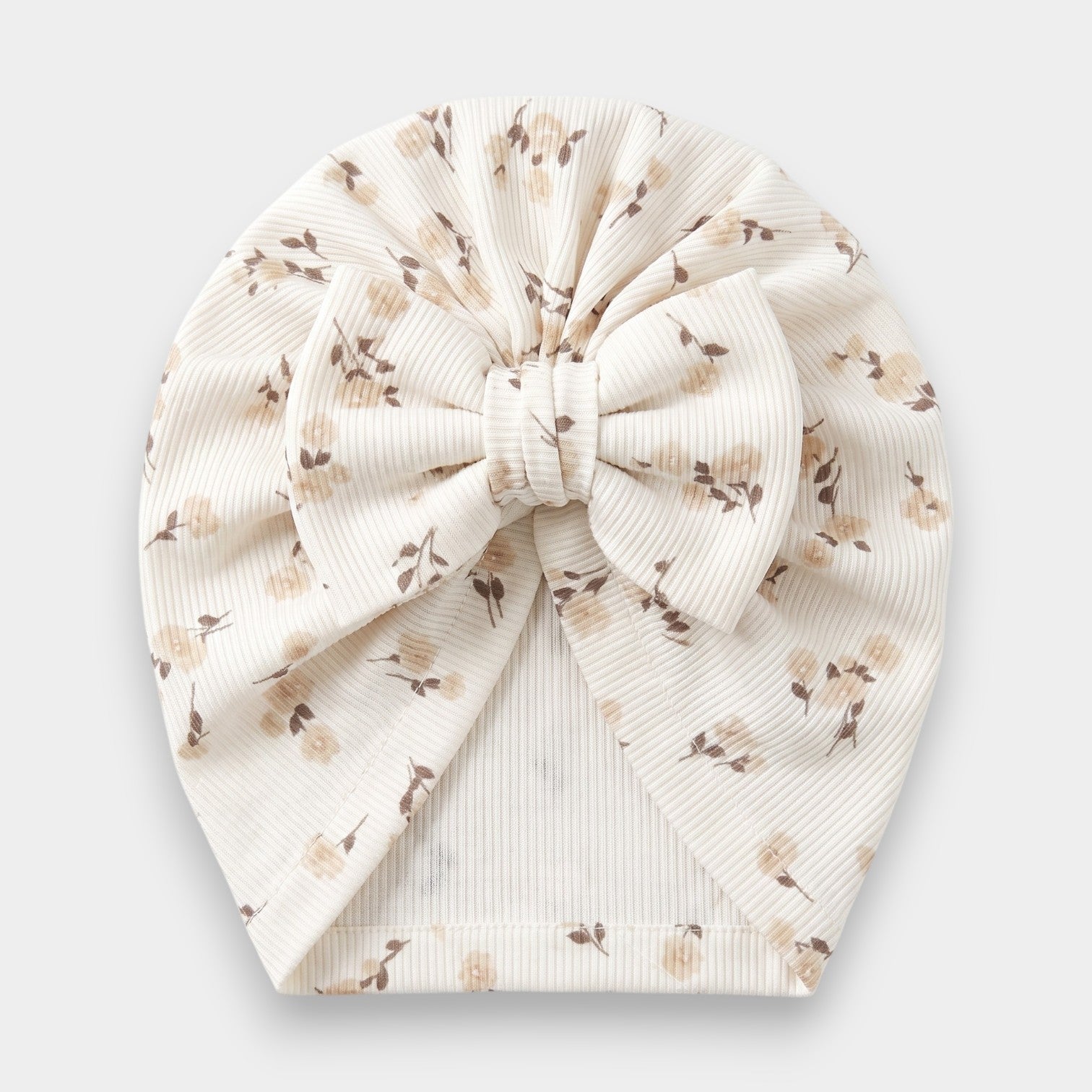 Vintage Floral Ribbed Bow Turban