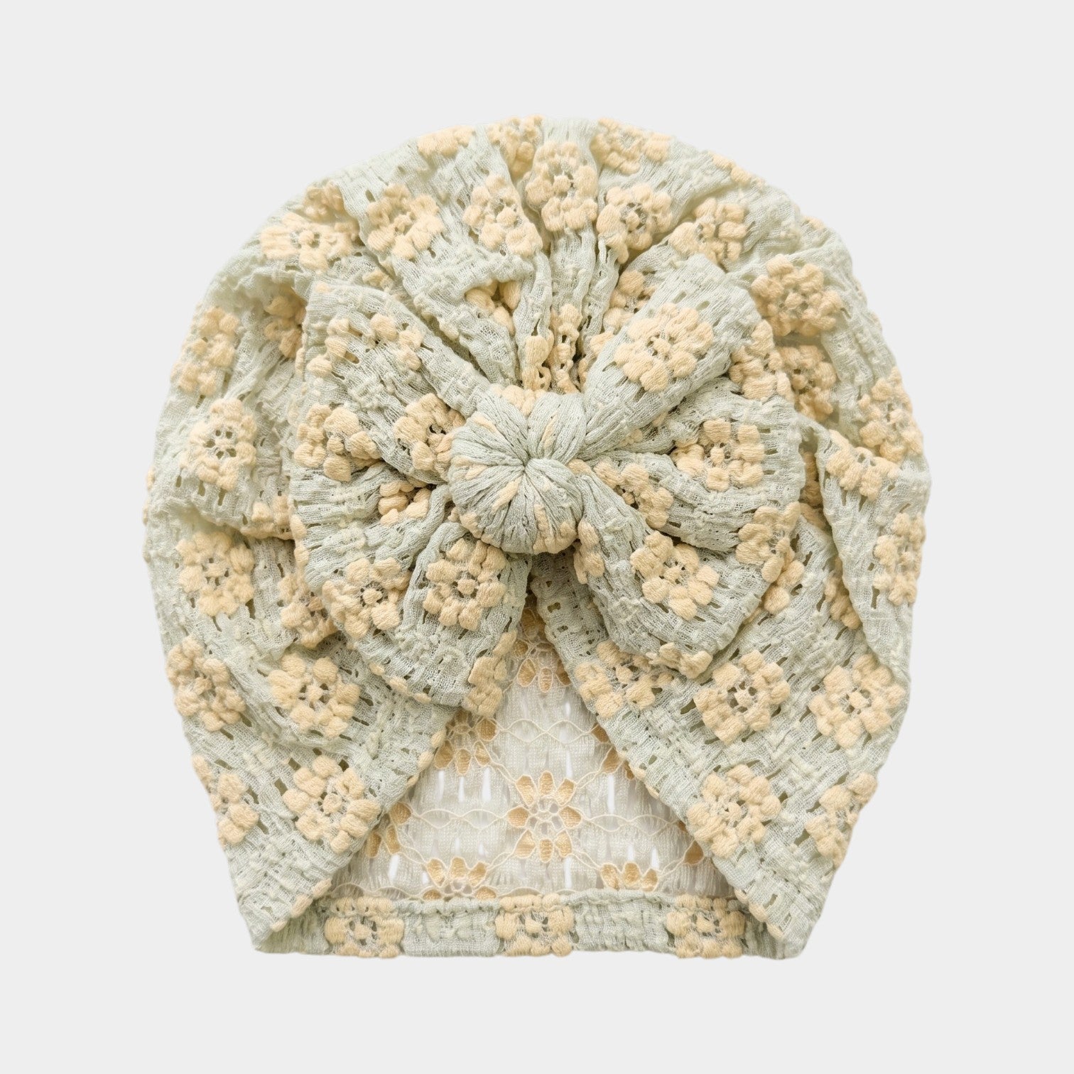 Sage Floral Crochet Knotted Turban