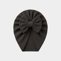 Midnight Black Ribbed Bow Turban