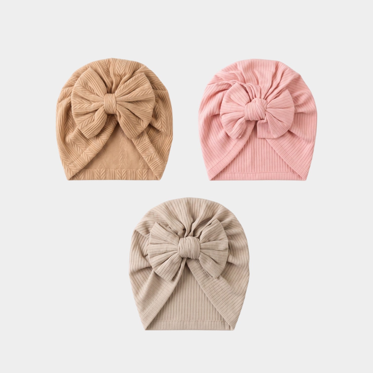 Earthy Ribbed Statement Bow Turban