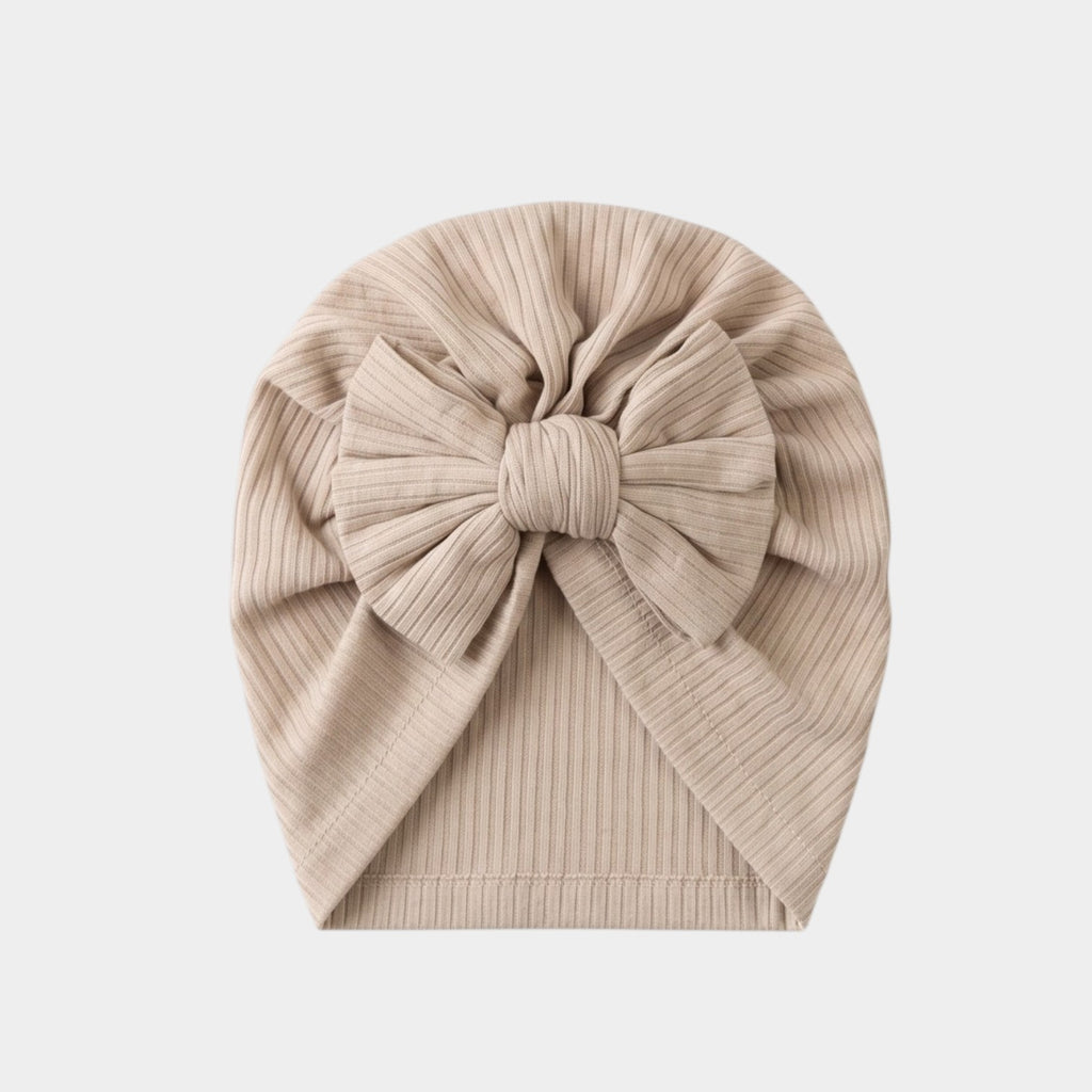 Earthy Ribbed Statement Bow Turban