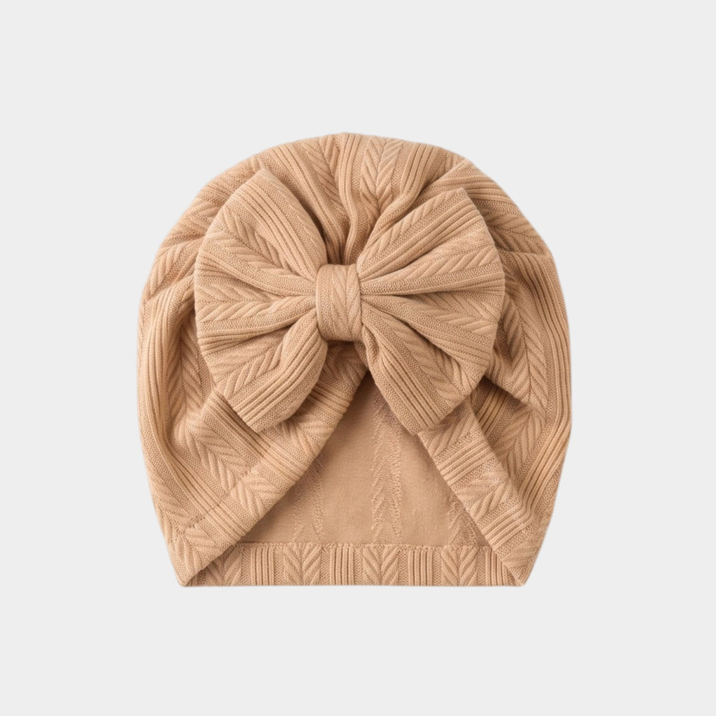 Earthy Ribbed Statement Bow Turban