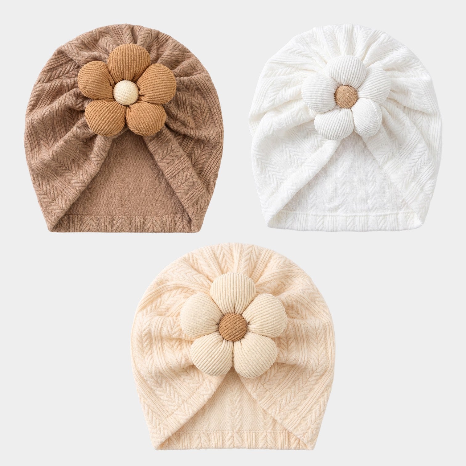 Neutral Chevron Knit Bloom Turban