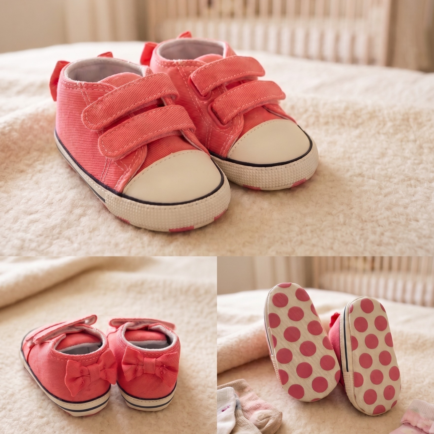 Coral Pink Canvas Bow Sneakers