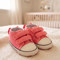 Coral Pink Canvas Bow Sneakers