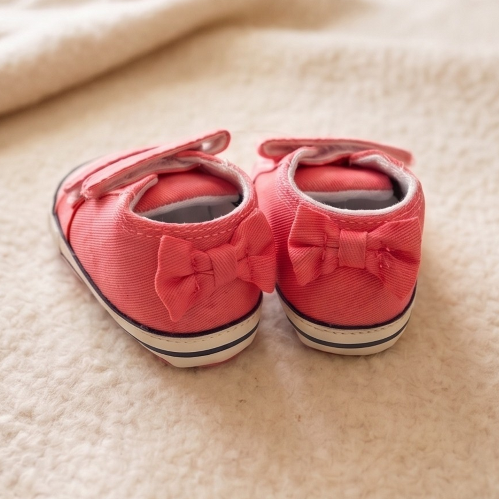 Coral Pink Canvas Bow Sneakers