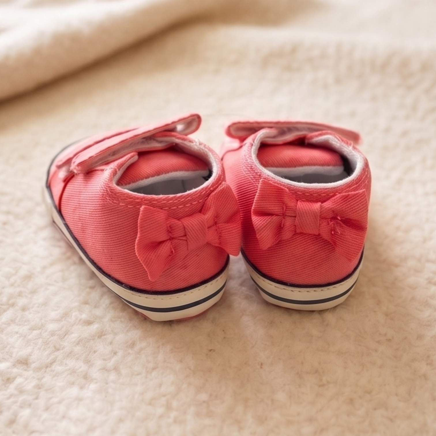 Coral Pink Canvas Bow Sneakers