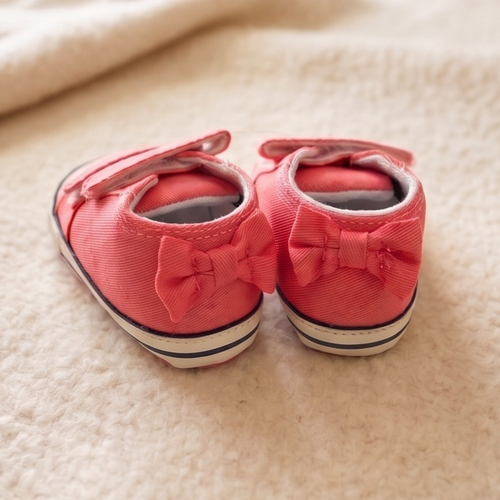 Coral Pink Canvas Bow Sneakers