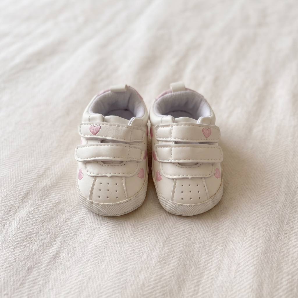 Sweetheart White & Pink Baby Sneakers