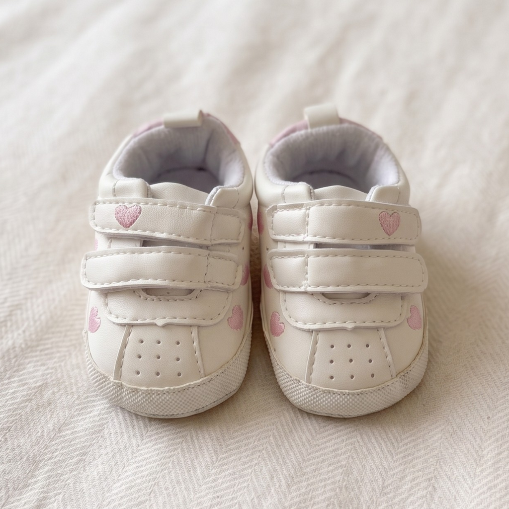 Sweetheart White & Pink Baby Sneakers