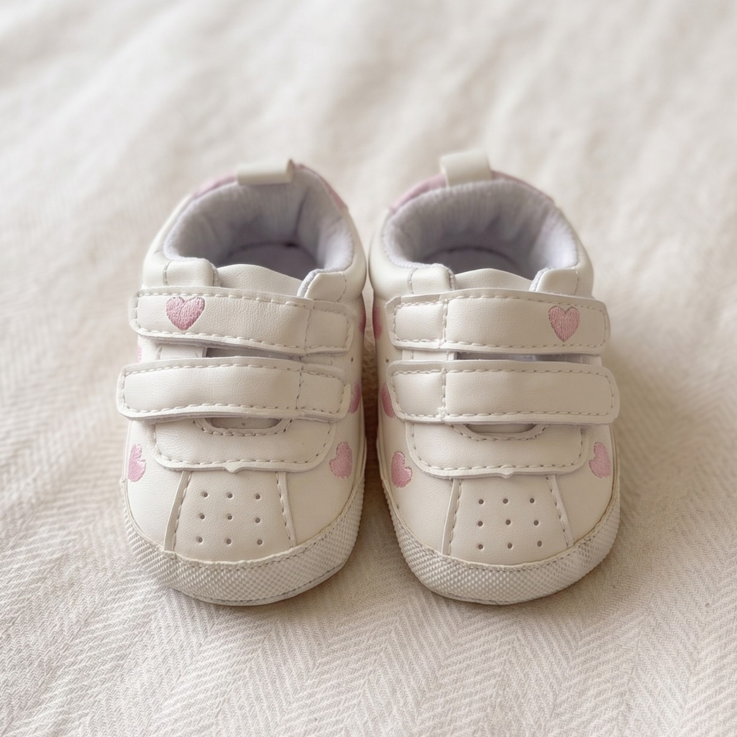 Sweetheart White & Pink Baby Sneakers