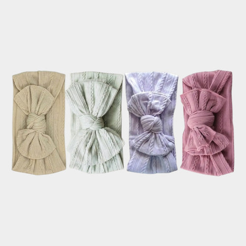Cozy Cable Knit Knotted Bow Headwrap
