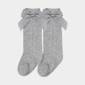 Heather Grey Pointelle Bow Knee-Highs