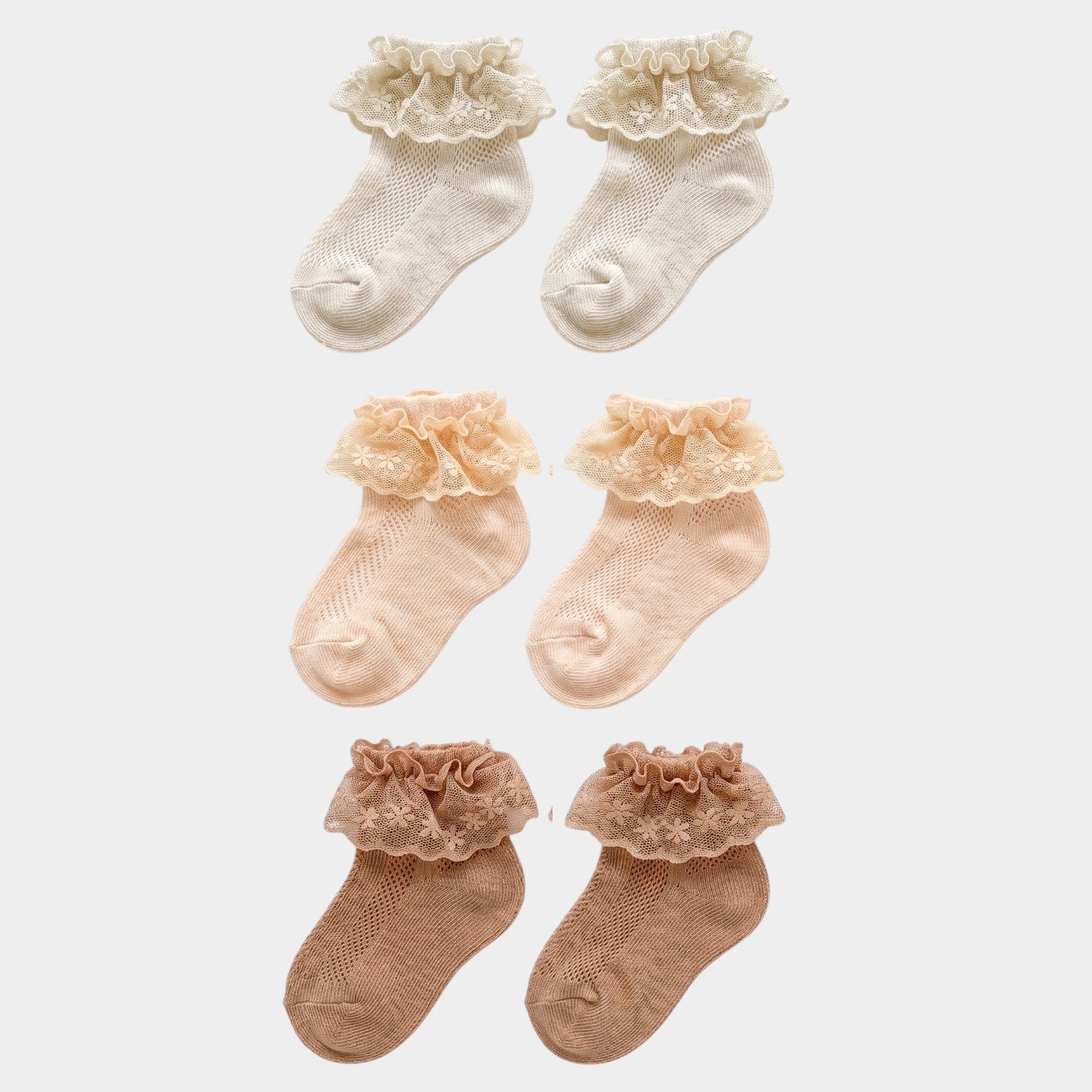 Vintage Floral Lace Pointelle Ankle Socks