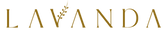 Gold 'LAVANDA' logo on a green background