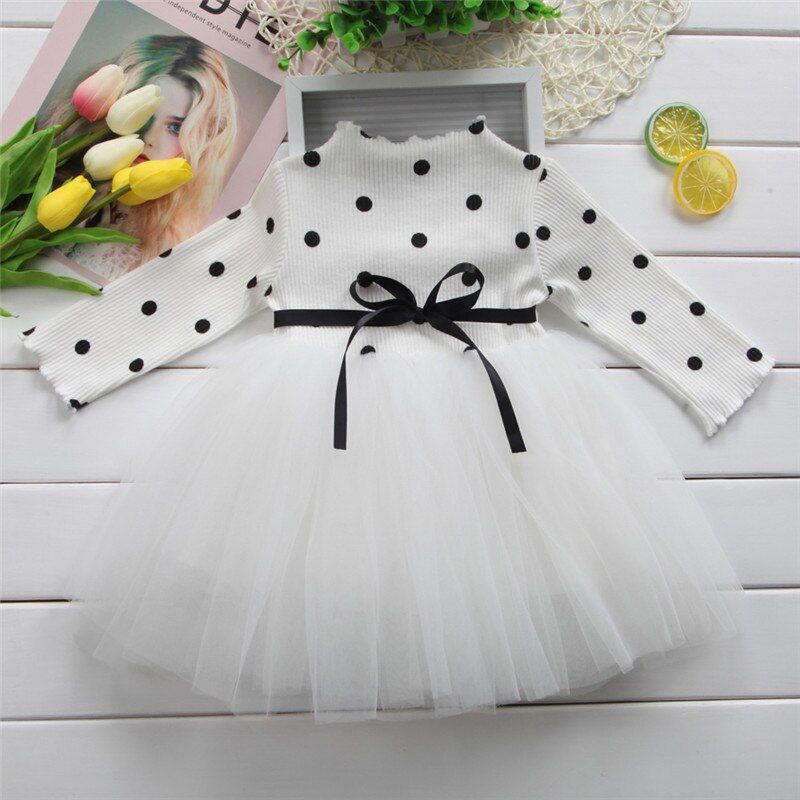 Girls’ Polka Dot Tulle Party Dress – Toddler & Little Kids