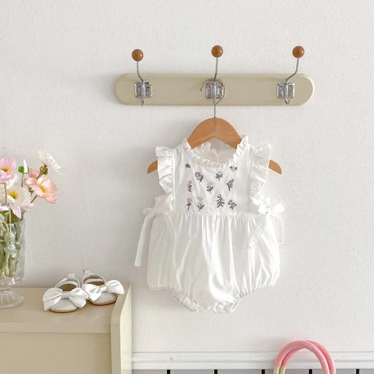 Embroidered Ruffle Floral Dress for Baby Girls