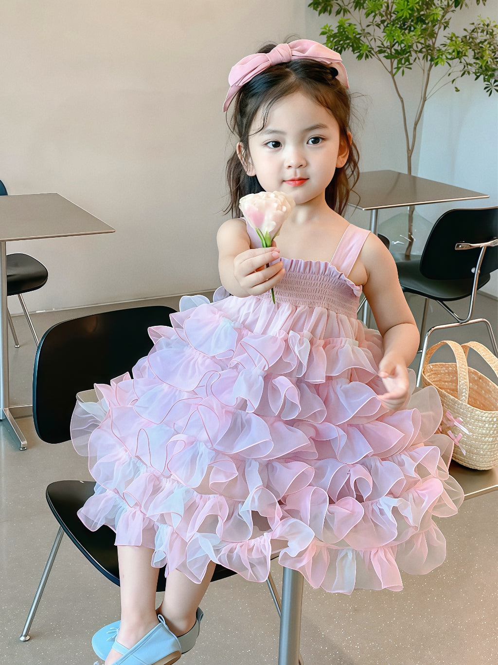 Pink Ruffle Tulle Dress for Baby Girls