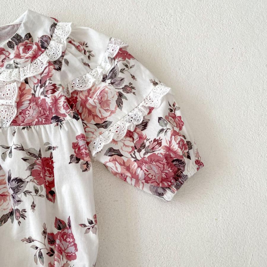 Floral Lace Baby Girl Romper – Elegant Long Sleeve