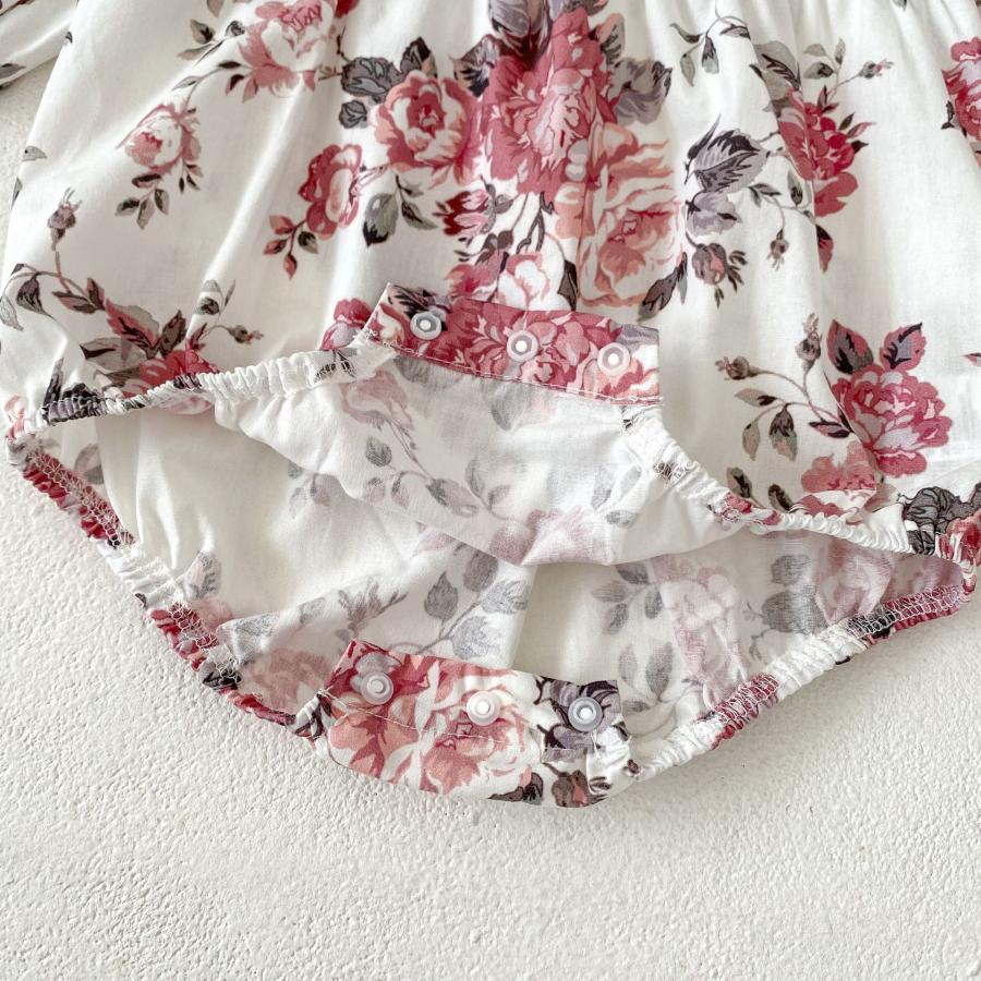 Floral Lace Baby Girl Romper – Elegant Long Sleeve