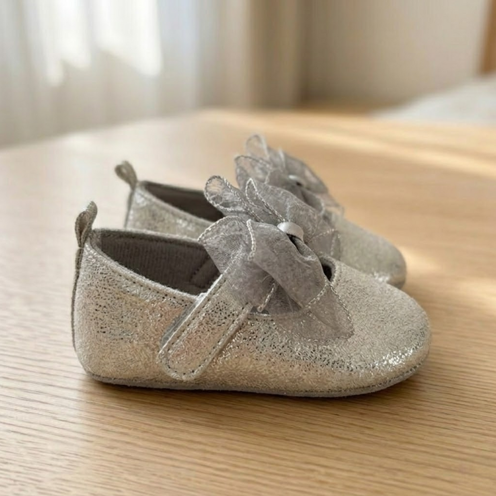 Metallic Shimmer Organza Bow Bootie