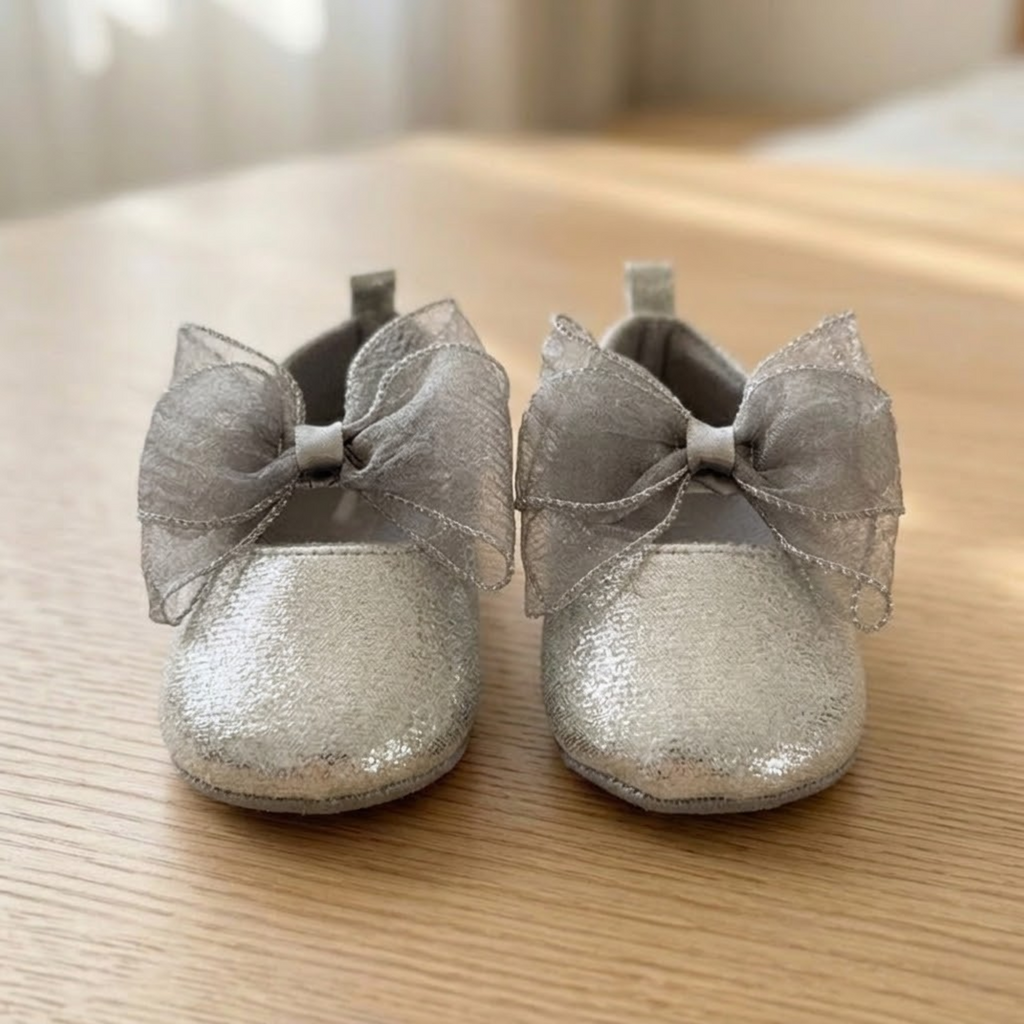 Metallic Shimmer Organza Bow Bootie