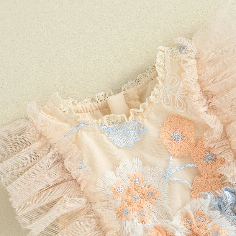 Floral Embroidered Baby Girl Dress Romper