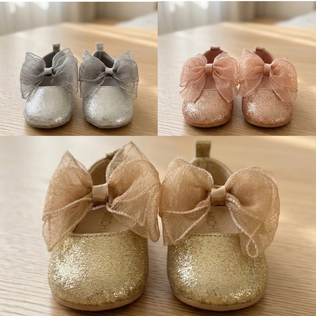 Metallic Shimmer Organza Bow Bootie