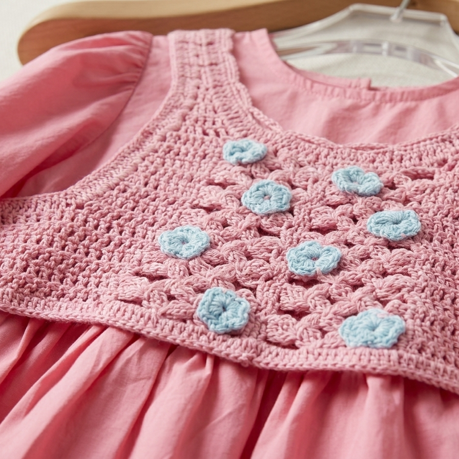 Handmade Pink Crochet Dress for Baby Girls