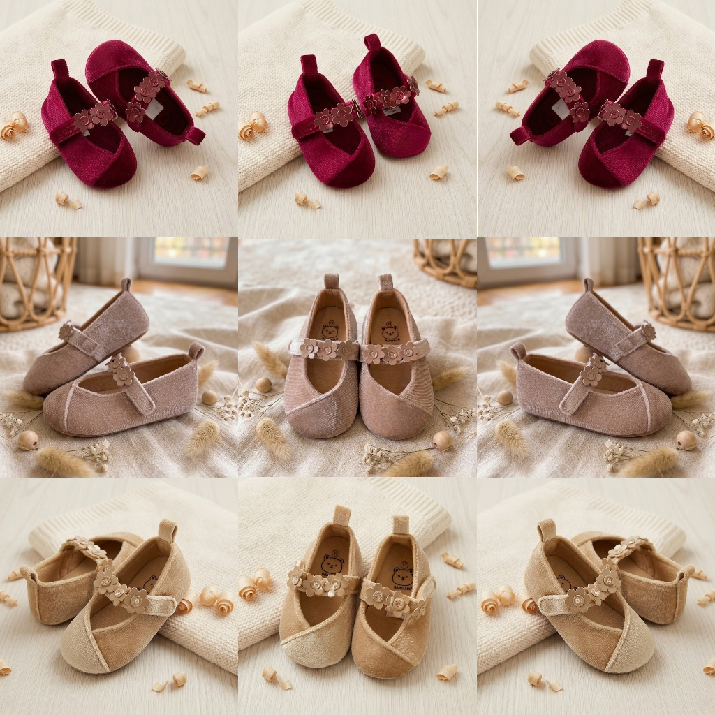 Velvet Blossom Crossover Ballet Booties
